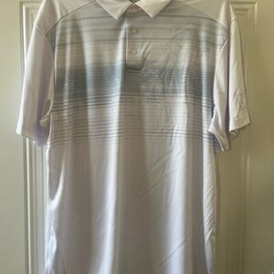 Men's White and Gray Polo Shirt